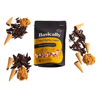 Basically Peanut Butter & Milk Chocolate Mini Waffle Cones