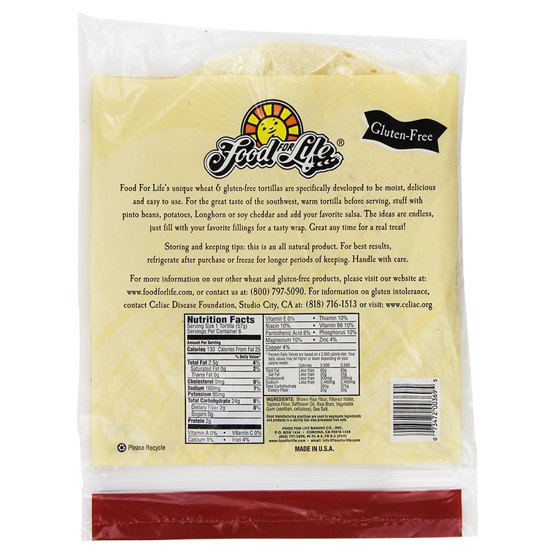 Food for Life Frozen Gluten Free Brown Rice Tortillas - 6ct/12oz