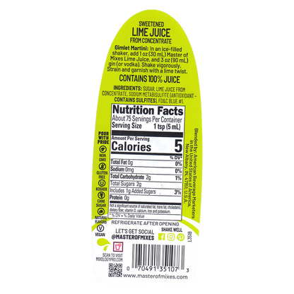 Master Of Mixes Lime Juice 375mL Btl