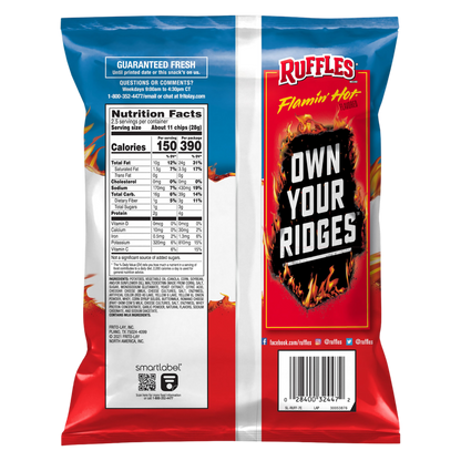 Ruffles Potato Chips Flamin' Hot Flavored, 2.5oz