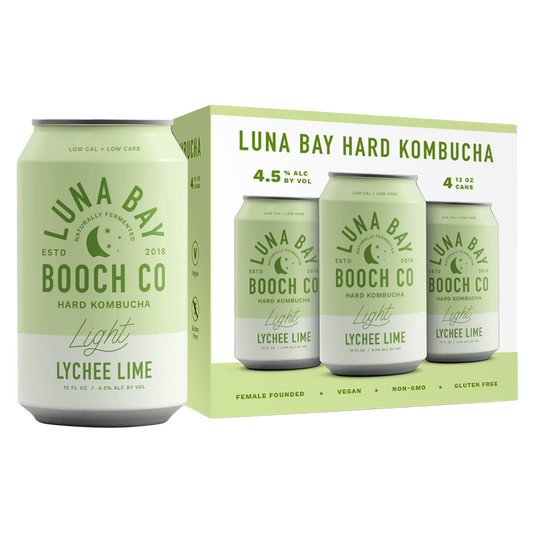 Luna Bay Light Lychee Lime Hard Kombucha 4pk 12oz Can 4.5% ABV