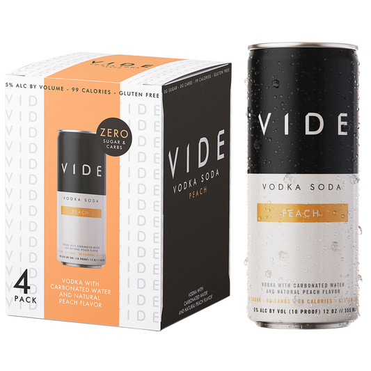 VIDE Peach Vodka Soda 4pk 12oz Can 5.0% ABV