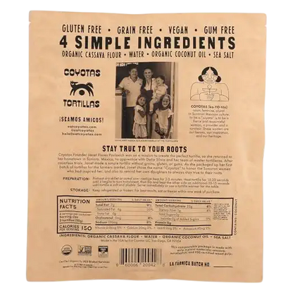 Coyotas Organic Medium Cassava Tortillas, 8 ct/7 oz