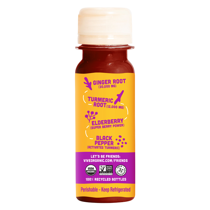 Vive Organic Immunity Boost Elderberry, Ginger & Turmeric Shot 2oz Btl