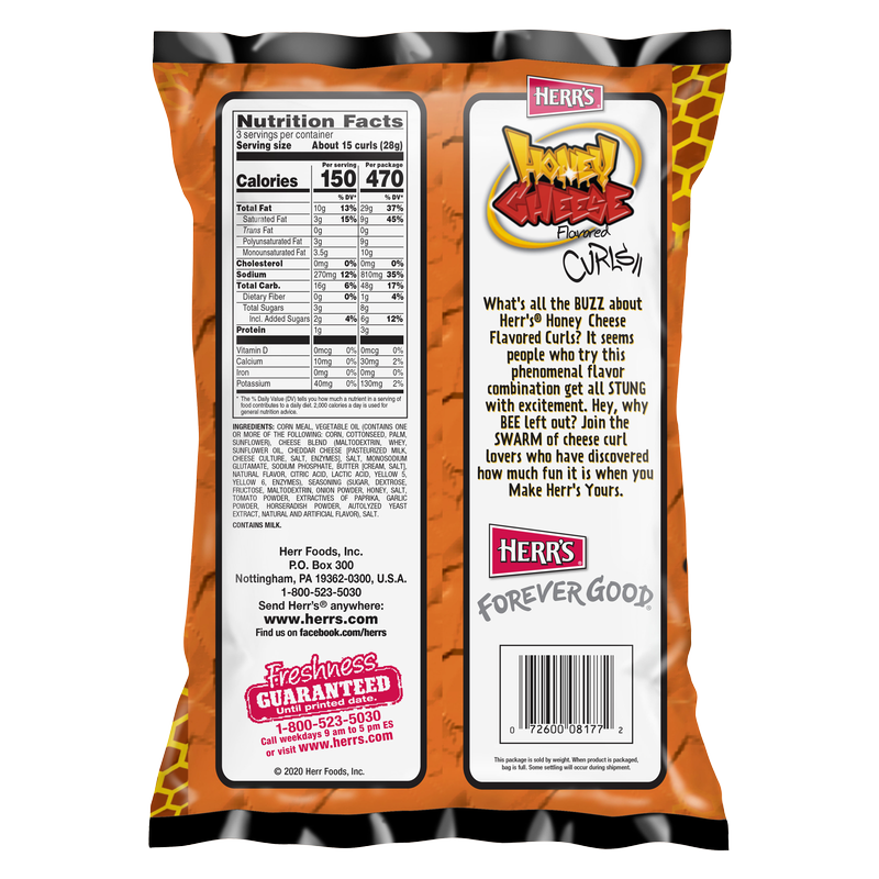 Herr's Honey Cheese Flavored Curls 3oz