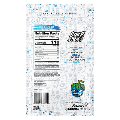 Blue Raspberry Sour Strips, 3.4oz