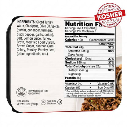 Kosher Turkey Shwarma with Chick Peas Ready Meal - 12oz