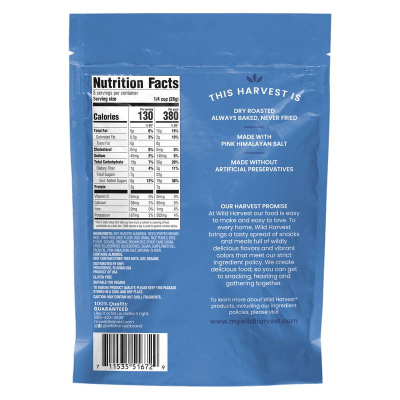 Wild Harvest Almond Blueberry Rice Snack Clusters 3oz