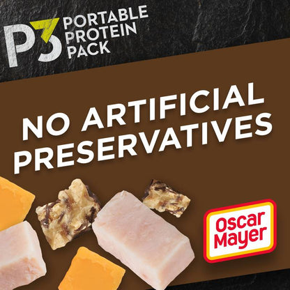 P3 Portable Protein Snack Pack with Dark Chocolate Almond Nut Clusters, Turkey & Cheddar Cheese - 2oz