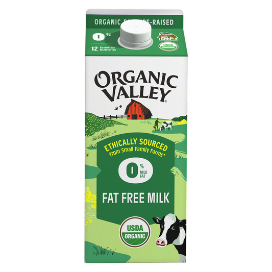 Organic Valley Fat Free Milk 1/2 Gallon CA