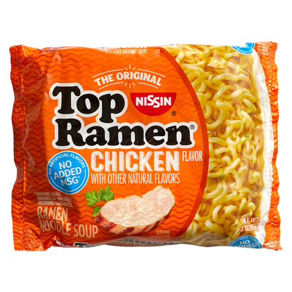 Nissin Top Ramen Chicken Flavor Ramen Noodle soup 3oz