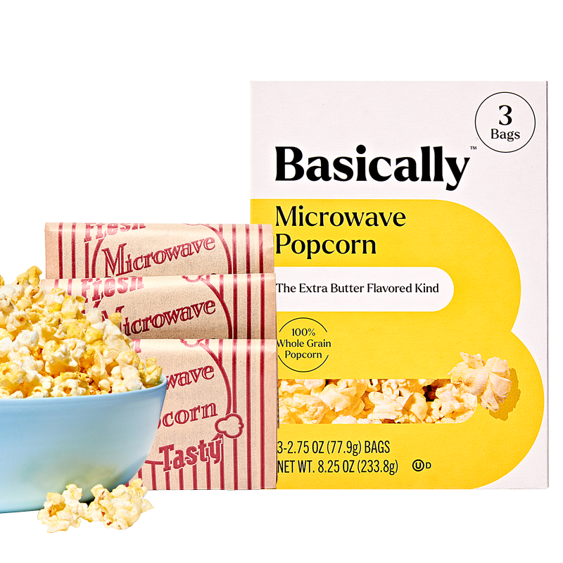 Basically 3ct Microwave Extra Butter Popcorn