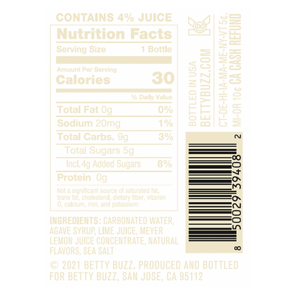 Betty Buzz Sparkling Lemon Lime 4pk 9oz 4pk Btl