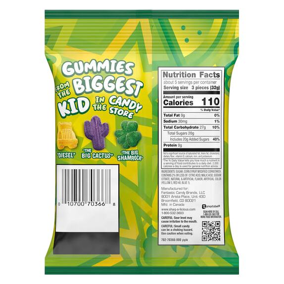 SHAQ-A-LICIOUS Sour Gummies, 6.2 oz