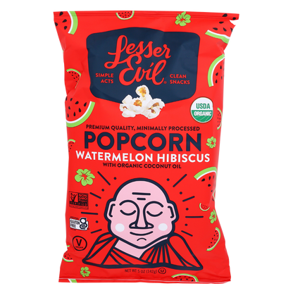 LesserEvil Watermelon Hibiscus Organic Popcorn 5oz