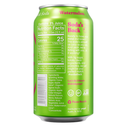 Poppi Prebiotic Soda Watermelon 12oz can