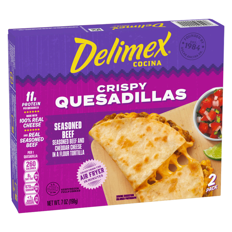 Delimex Seasoned Beef Crispy Quesadillas, 7 oz box