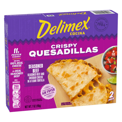Delimex Seasoned Beef Crispy Quesadillas, 7 oz box
