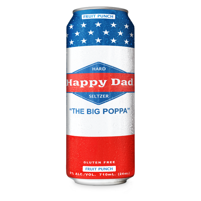 Happy Dad Hard Seltzer Big Poppa Fruit Punch Single 24oz Can 5% ABV