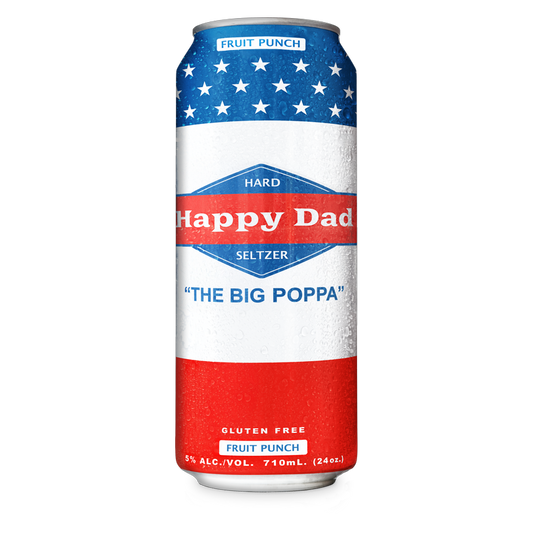 Happy Dad Hard Seltzer Big Poppa Fruit Punch Single 24oz Can 5% ABV