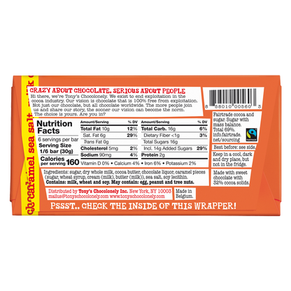 Tony's Chocolonely 32% Caramel & Sea Salt Milk Chocolate Bar 6.35oz