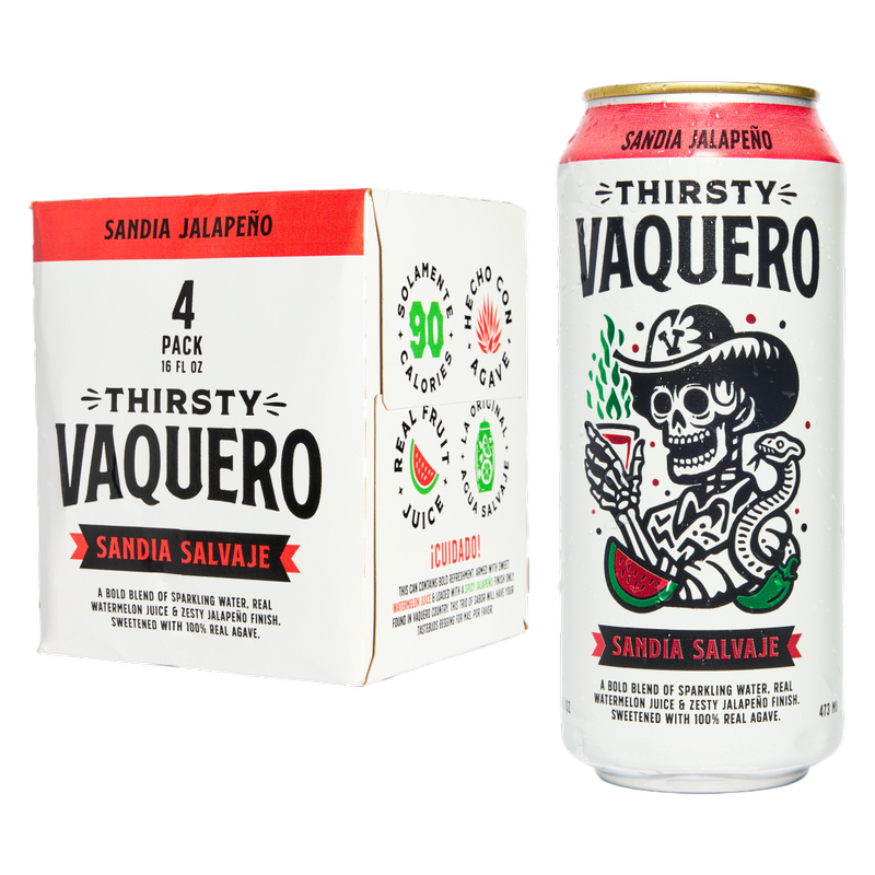 Thirsty Vaquero Sandia Salvaje Sparkling Water 4pk 16oz Can