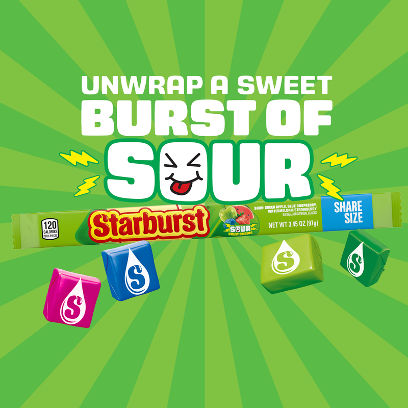 STARBURST Sour Fruit Chews Chewy Candy, Share Size, 3.45 oz