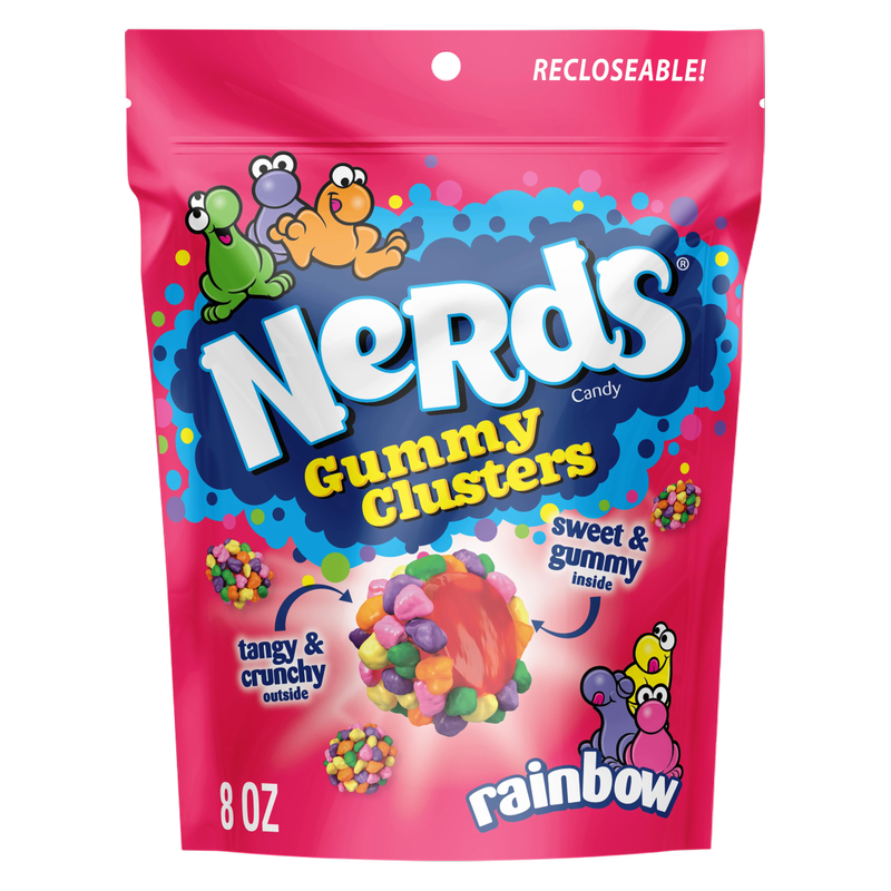 NERDS Gummy Clusters, Candy, Rainbow, Crunchy and Gummy, 8 oz