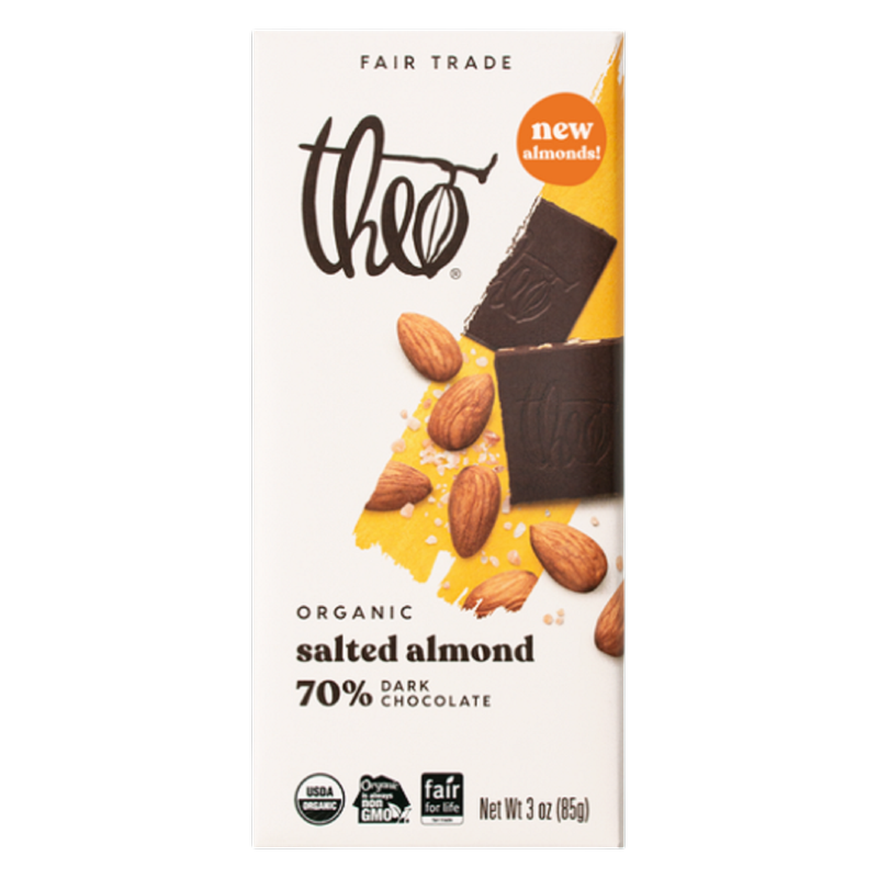 Theo Dark Chocolate Salted Almond, 3oz