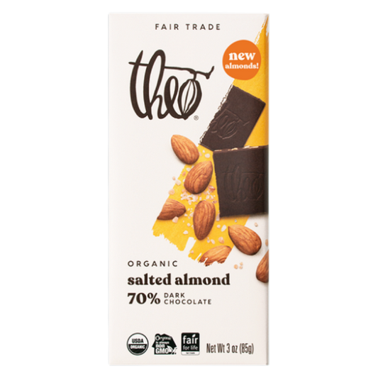 Theo Dark Chocolate Salted Almond, 3oz