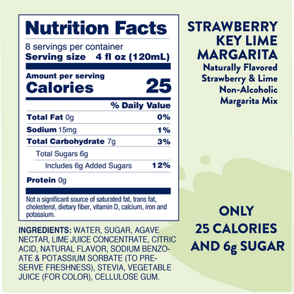 Jordan's Skinny Mixes Naturally Sweetened Strawberry Key Lime Margarita 32oz Btl