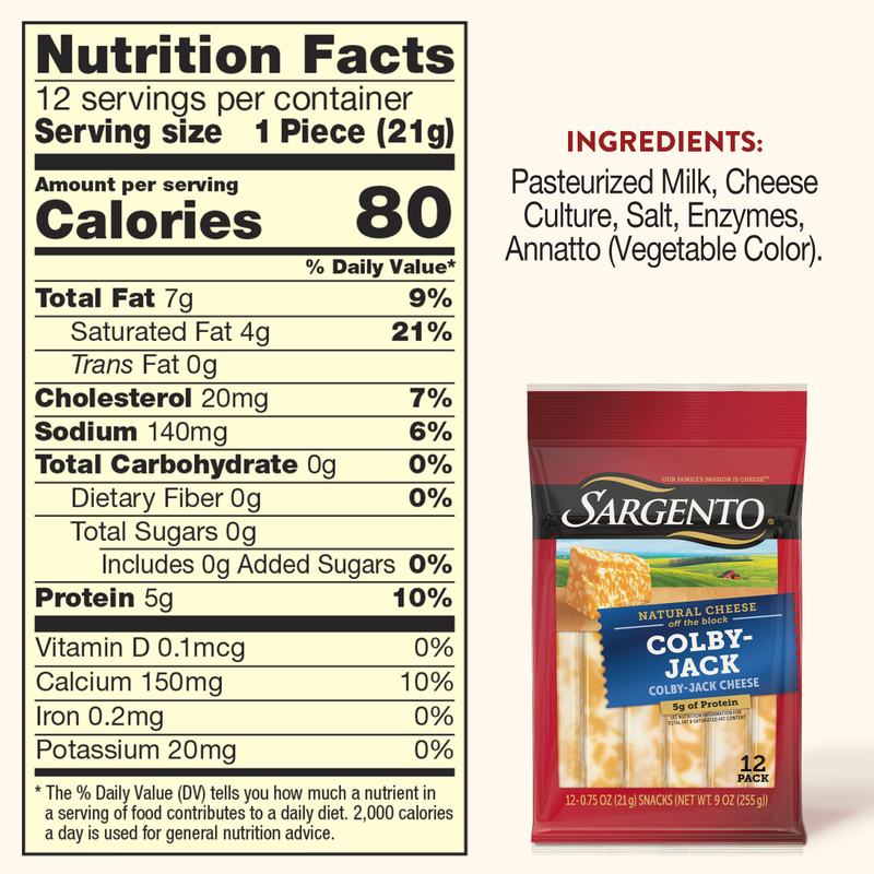 Sargento Colby-Jack Natural Cheese Snack Sticks - 12ct