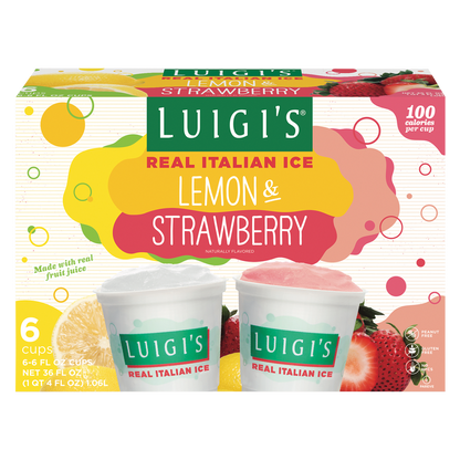 Luigi's Frozen Real Italian Ice Lemon & Strawberry 6ct
