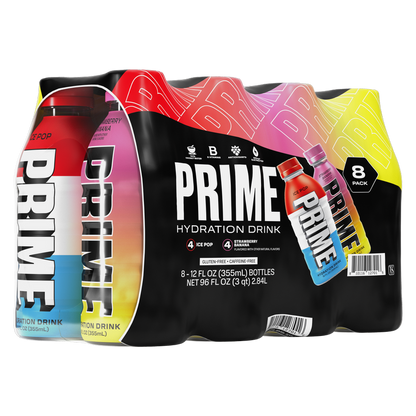 Prime Hydration Multipack Ice Pop and Strawberry Banana 8pk 12oz Btl