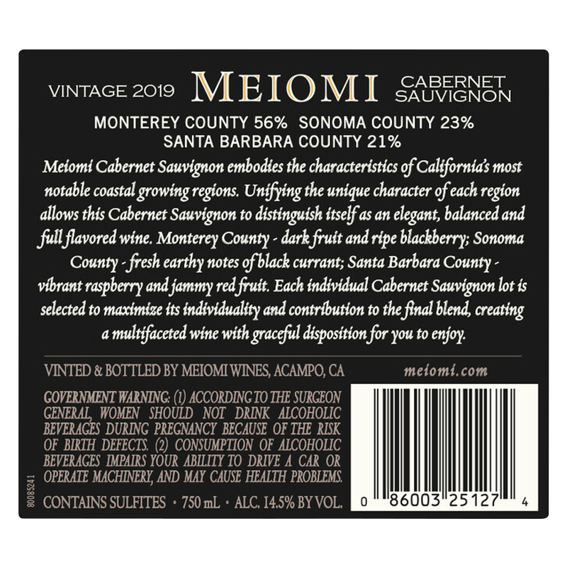 Meiomi California Cabernet Sauvignon 750ml