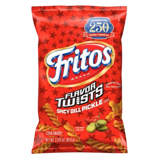 Fritos Flavor Twists Corn Snacks, Spicy Dill Pickle Flavored, 3.375 Oz