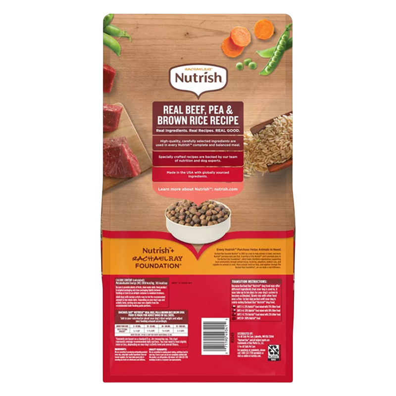 Rachel Ray Nutrish Adult Dry Dog Food Real Beef, Pea, & Brown Rice Recipe 5lb