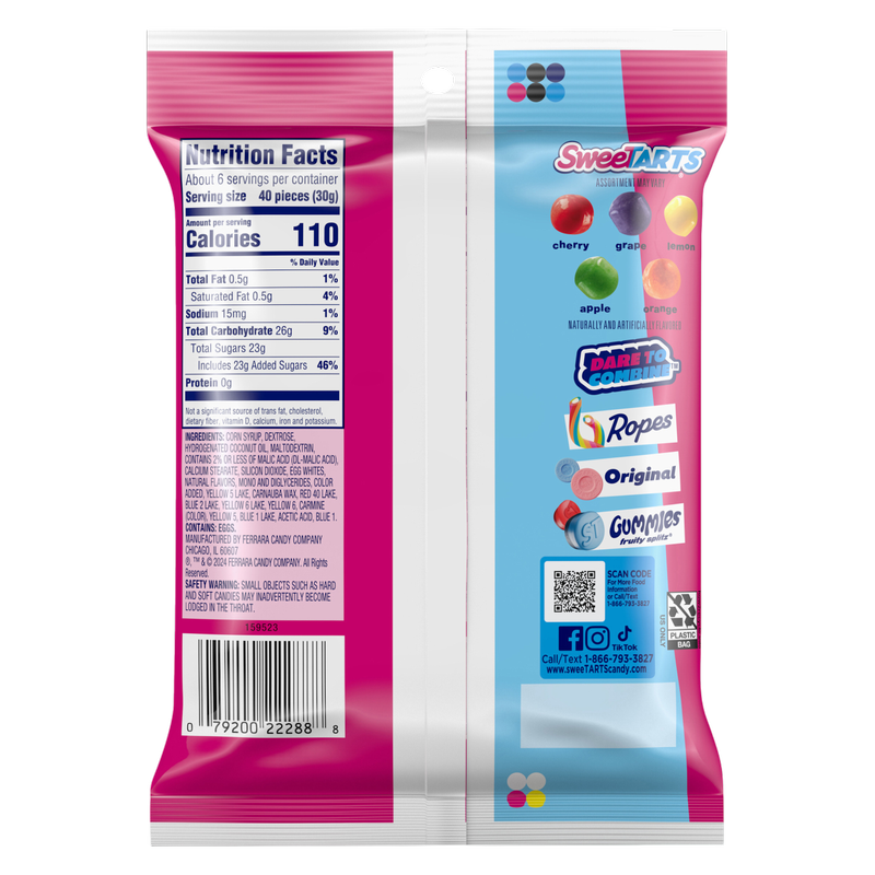SweeTARTS Mini Chewy, Candy, Mixed Fruit, 6 oz