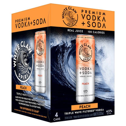 White Claw Hard Seltzer Vodka + Soda Peach 4pk 12oz Can 4.5% ABV
