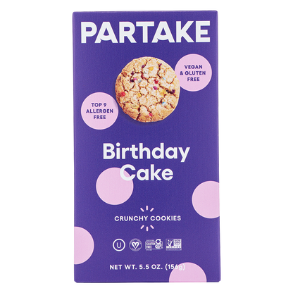 Partake Gluten Free Vegan Crunchy Birthday Cake Cookies 5.5oz