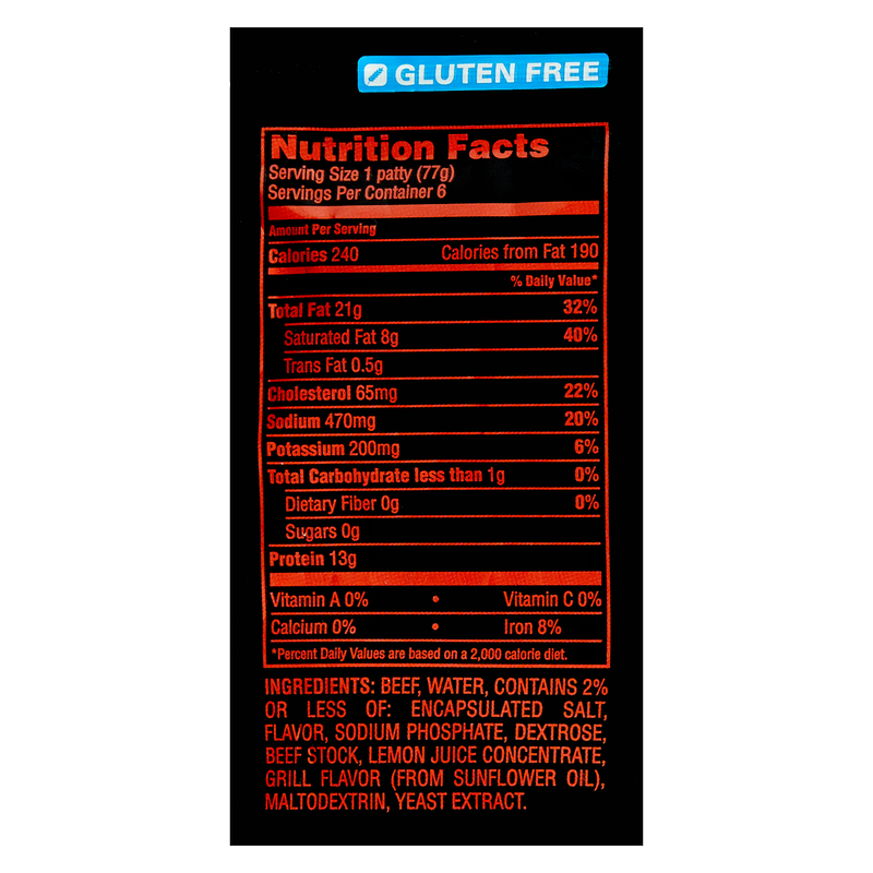 Ball Park Frozen Flamed Grilled Original Beef Patties 6ct 16.2oz