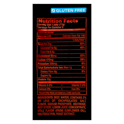 Ball Park Frozen Flamed Grilled Original Beef Patties 6ct 16.2oz