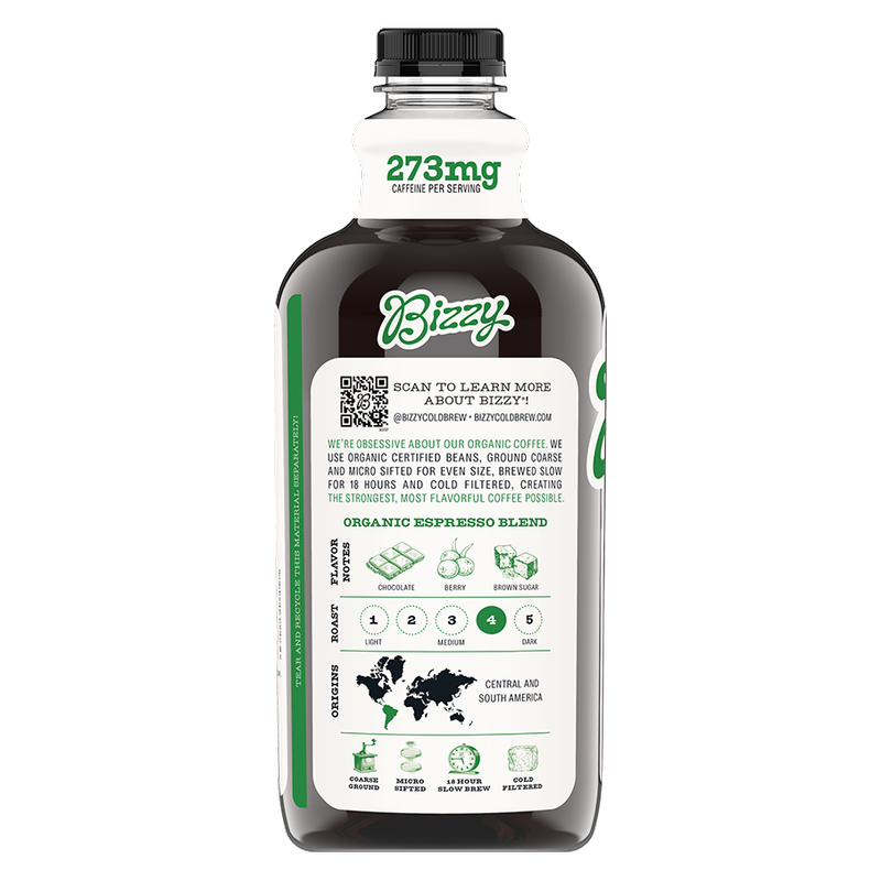 Bizzy Organic Espresso Blend Cold Brew Coffee 48oz Btl