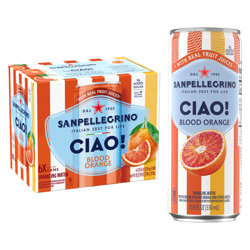 San Pellegrino Ciao! Blood Orange Sparkling Water 6pk 330mL Can