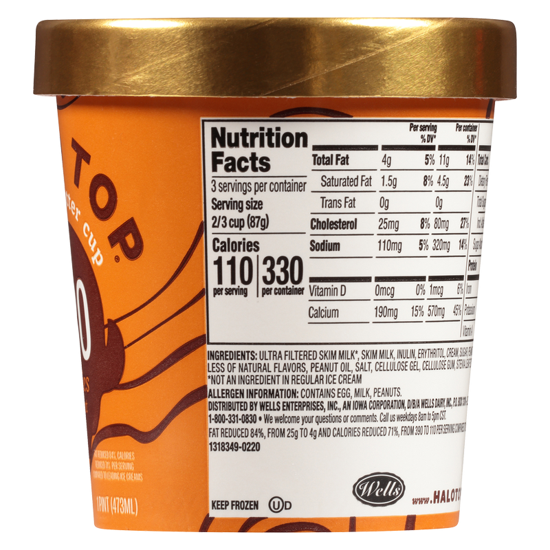 Halo Top Peanut Butter Cup Light Ice Cream, 16 fl oz Pint