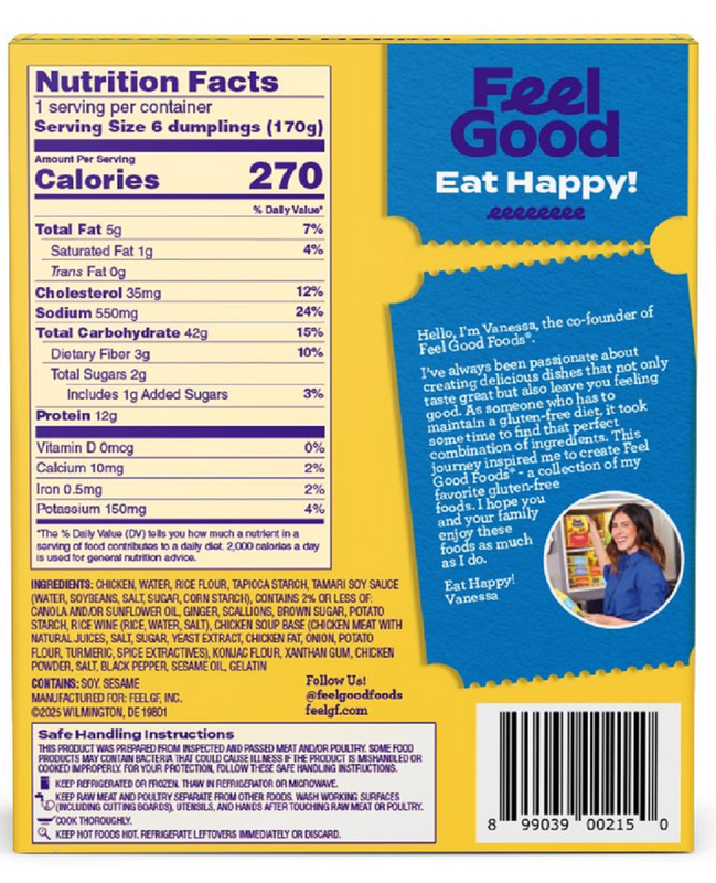 Feel Good Foods Gluten Free Chicken Soup Dumplings, 6oz.