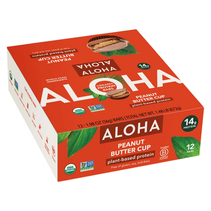 ALOHA, Plant Based Protein Bar, Peanut Butter Cup Case 12 ct