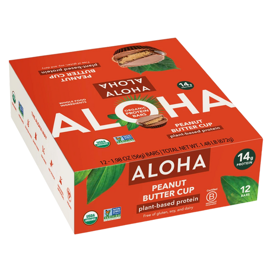 ALOHA, Plant Based Protein Bar, Peanut Butter Cup Case 12 ct