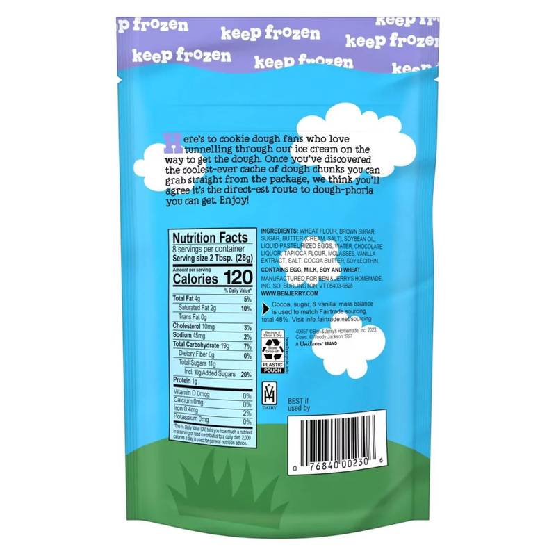 Ben & Jerry's Frozen Chocolate Chip Cookie Dough Chunks 8oz