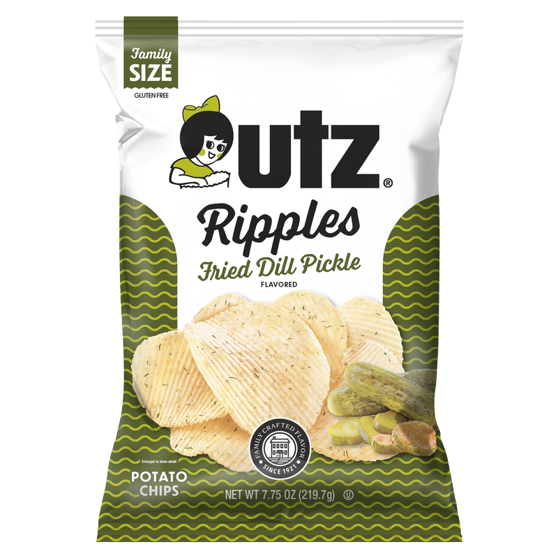 Utz Potato Chips Ripples Fried Dill Pickle 7.75oz